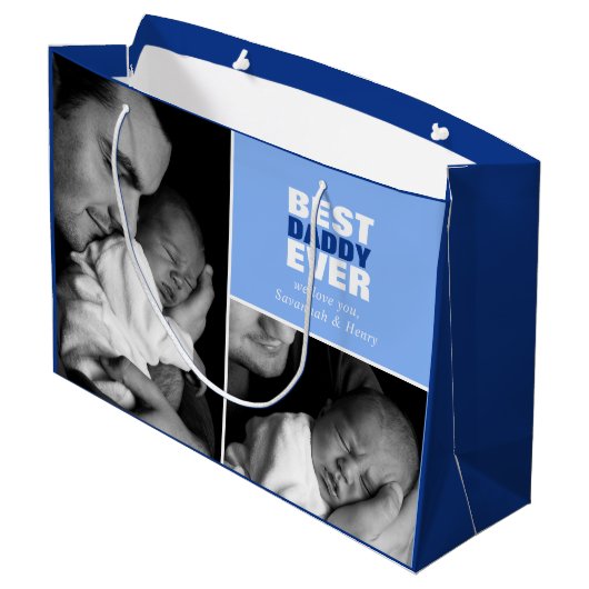 Aangepaste Vaderdag Foto Beste papa ooit Groot Cadeauzakje (Achterkant Gekanteld)