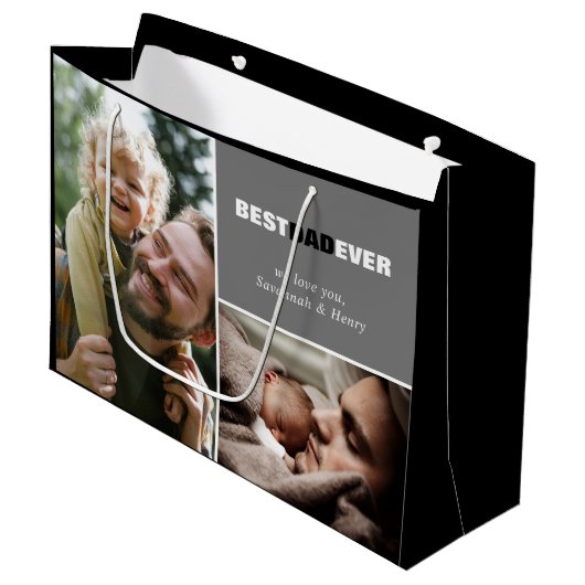 Aangepaste Vaderdag Foto Beste vader ooit Grote Ca Groot Cadeauzakje (Voorkant Gekanteld)