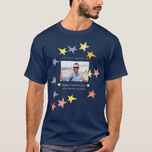 Aangepaste Vaderdag foto beste vader ooit T-shirt (Voorkant)