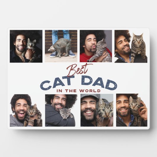 Aangepaste Vaderdag Foto Collage Best Cat Pap Fotoplaat (voorkant)