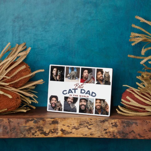 Aangepaste Vaderdag Foto Collage Best Cat Pap Fotoplaat (Zijkant)