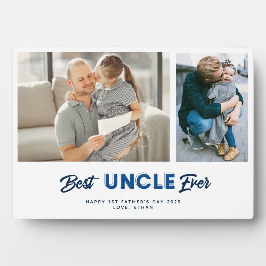 Aangepaste Vaderdag Foto Collage Beste oom ooit Fotoplaat (voorkant)