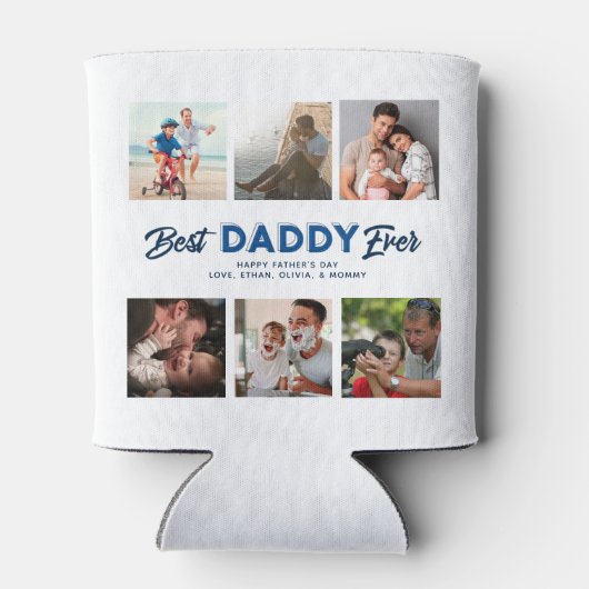 Aangepaste Vaderdag Foto Collage Beste papa ooit Blikjeskoeler (Achterkant)