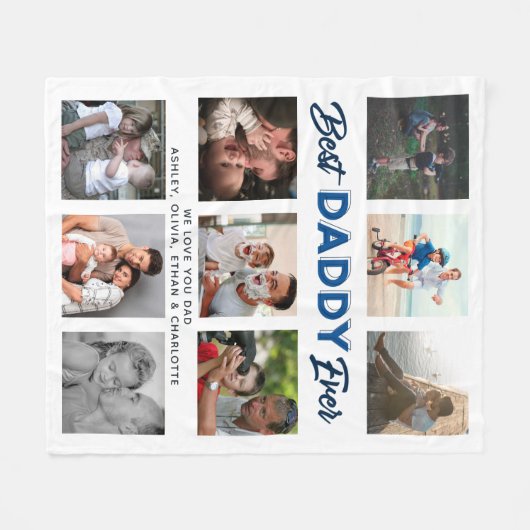 Aangepaste Vaderdag Foto Collage Beste papa ooit Fleece Deken (Voorkant (Horizontaal))