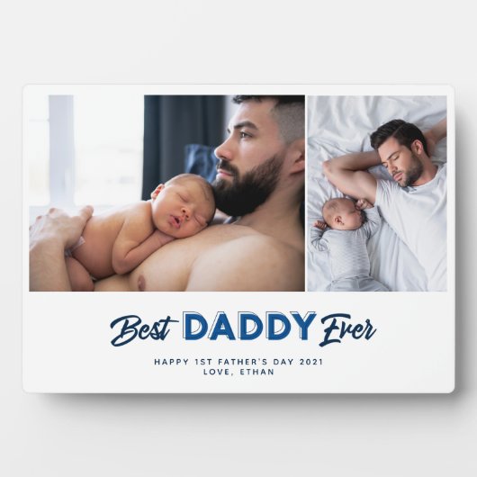 Aangepaste Vaderdag Foto Collage Beste papa ooit Fotoplaat (voorkant)