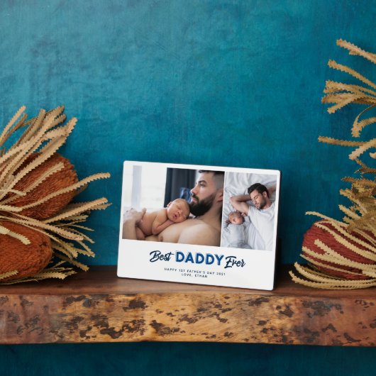 Aangepaste Vaderdag Foto Collage Beste papa ooit Fotoplaat (Zijkant)