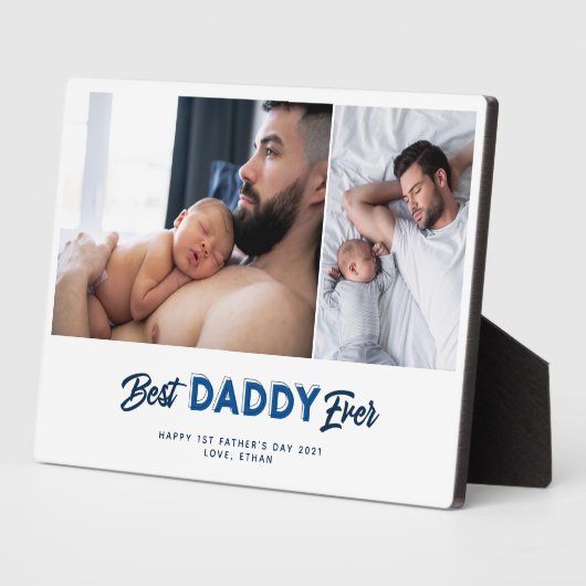 Aangepaste Vaderdag Foto Collage Beste papa ooit Fotoplaat (Zijkant)