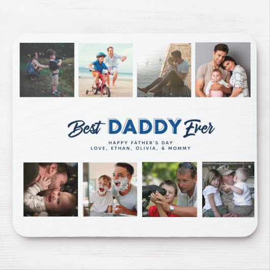 Aangepaste Vaderdag Foto Collage Beste papa ooit Muismat (Voorkant)