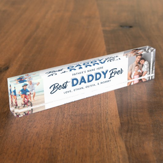 Aangepaste Vaderdag Foto Collage Beste papa ooit Naambordje (Zijkant)