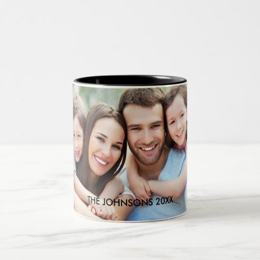 Aangepaste Vaderdag foto-Mok | Zwarte tekst Tweekleurige Koffiemok