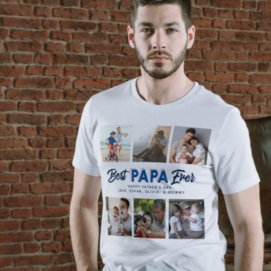 Aangepaste Vaderdag Fotocollage Beste Papa Ooit T-shirt