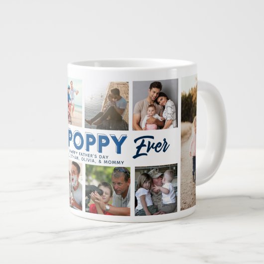 Aangepaste Vaderdag fotocollage Beste papaver ooit Grote Koffiekop (Voorkant rechts)