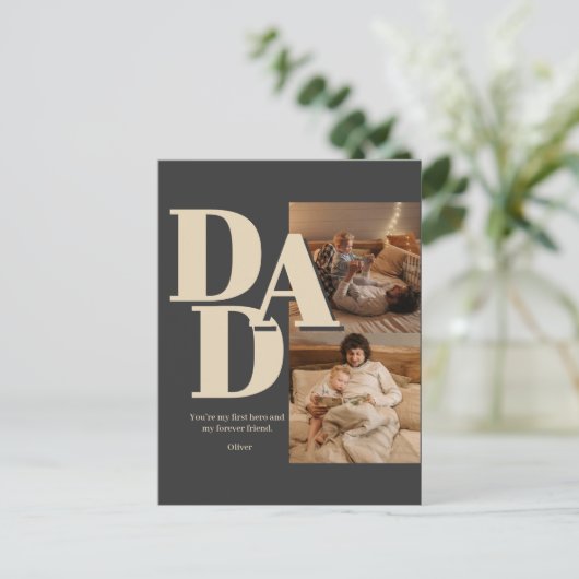 Aangepaste Vaderdag-fotocollage | DAD-brieven - Feestdagenkaart (Staand voorkant)