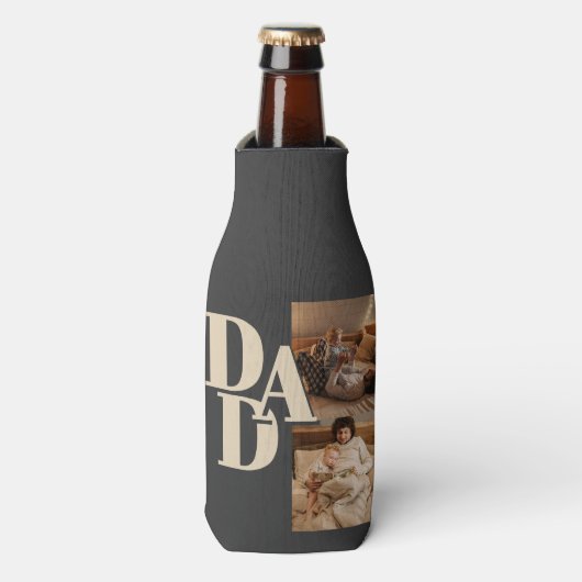 Aangepaste Vaderdag-fotocollage | DAD-brieven - Flesjeskoeler (Fles Voorkant)