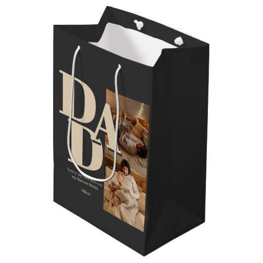 Aangepaste Vaderdag-fotocollage | DAD-brieven - Medium Cadeauzakje (Voorkant Gekanteld)