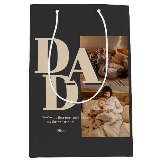 Aangepaste Vaderdag-fotocollage | DAD-brieven - Medium Cadeauzakje (Voorkant)