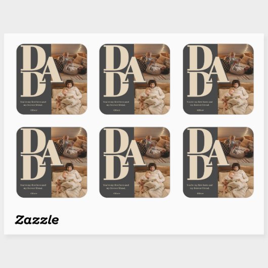 Aangepaste Vaderdag-fotocollage | DAD-brieven - Vierkante Sticker (Vel)