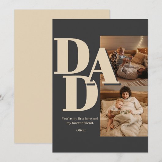Aangepaste Vaderdag-fotocollage | PAPA Letters -  Feestdagenkaart (Voorkant / Achterkant)