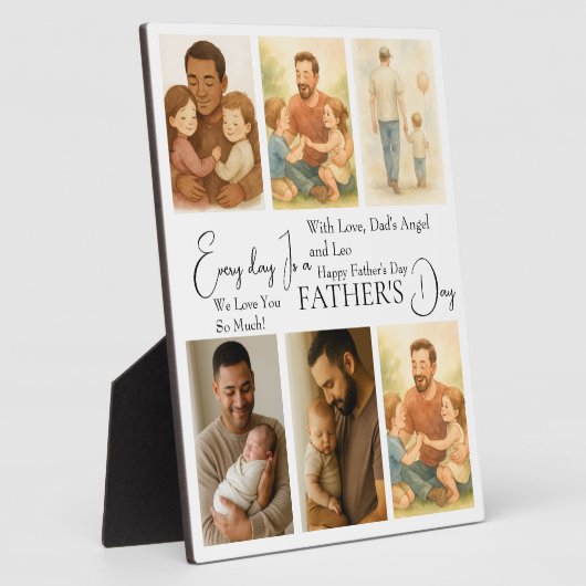 Aangepaste Vaderdag Fotocollage Plaque Fotoplaat (Zijkant)
