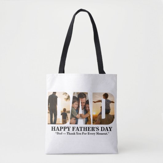 Aangepaste Vaderdag-fotocollagekaart Tote Bag (Voorkant)