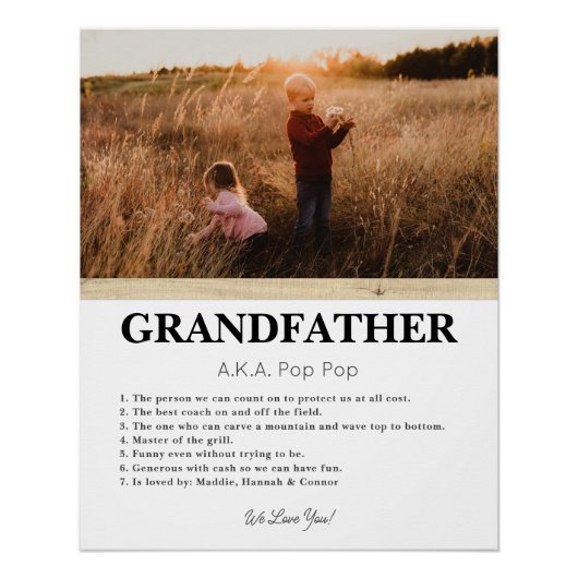 Aangepaste Vaderdag Grootvader Art afdrukken (Voorkant)