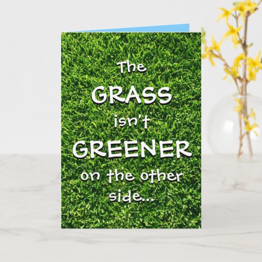 Aangepaste Vaderdag-Kaarten | Gras is niet groener Kaart (Gele Bloem)
