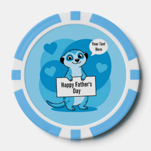 Aangepaste Vaderdag Lieve Stokstaart Illustratie Poker Chips