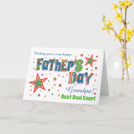 Aangepaste Vaderdag met sterren en hart Kaart (Gele Bloem)