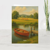 Aangepaste Vaderdag Rode boot en tractor bij de vi Bedankkaart (Achterkant)