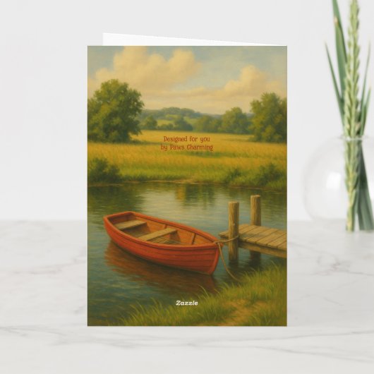 Aangepaste Vaderdag Rode boot en tractor bij de vi Bedankkaart (Achterkant)