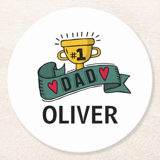 Aangepaste Vaderdag voor aangepaste naam | Onderze Ronde Kartonnen Onderzetter (Voorkant)