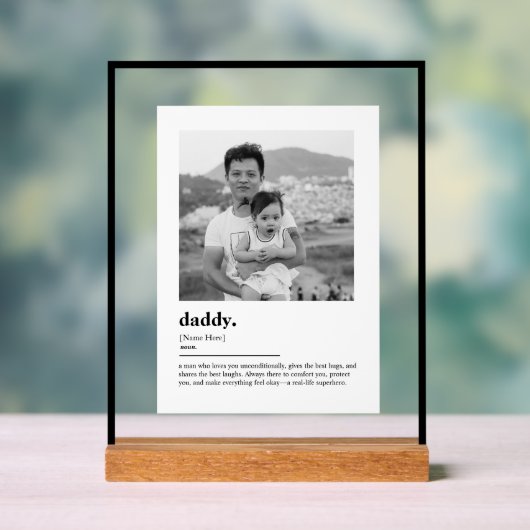 Aangepaste vaders cadeau woordenboek definitie fot acryl bord (Neutraal)
