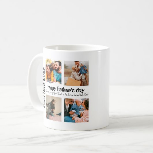 Aangepaste vaders dag 4 foto-collage Beste vader o Koffiemok (Voorkant links)