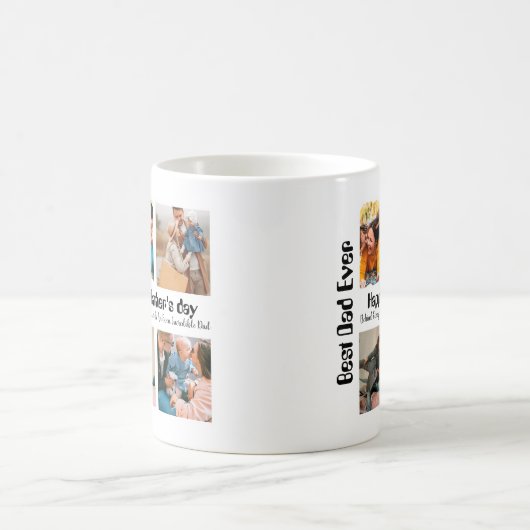Aangepaste vaders dag 4 foto-collage Beste vader o Koffiemok (Center)
