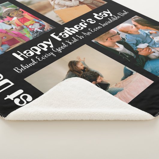 Aangepaste vaders dag 4 foto-collage Beste vader o Sherpa Deken (3/4)