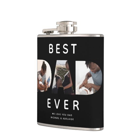 Aangepaste vaders Dag Foto Collage Beste vader ooi Heupfles (Links)