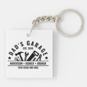 Aangepaste vaders Garage Funny Mechanic Dad Sleutelhanger (Achterkant)