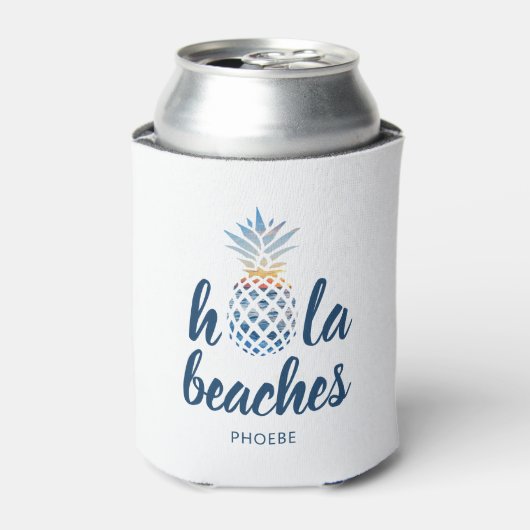 Aangepaste vakantie aan het strand met ananas blikjeskoeler (Blikje Voorkant)
