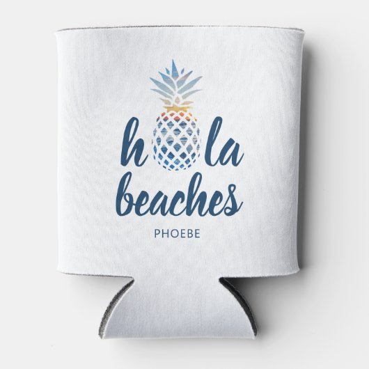 Aangepaste vakantie aan het strand met ananas blikjeskoeler (Voorkant)