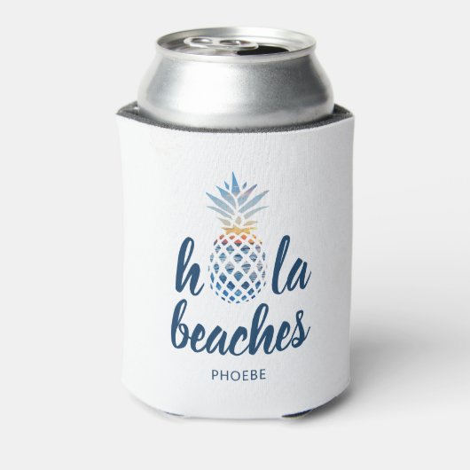 Aangepaste vakantie aan het strand met ananas blikjeskoeler (Blikje Achterkant)