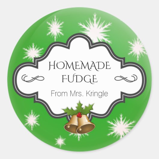 Aangepaste vakantie bakken groene sneeuwvlokken Ho Ronde Sticker (Voorkant)