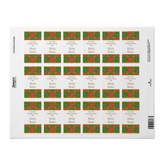 Aangepaste vakantie bakken Rood Groen Fleur de Lis Etiket (Full Sheet)