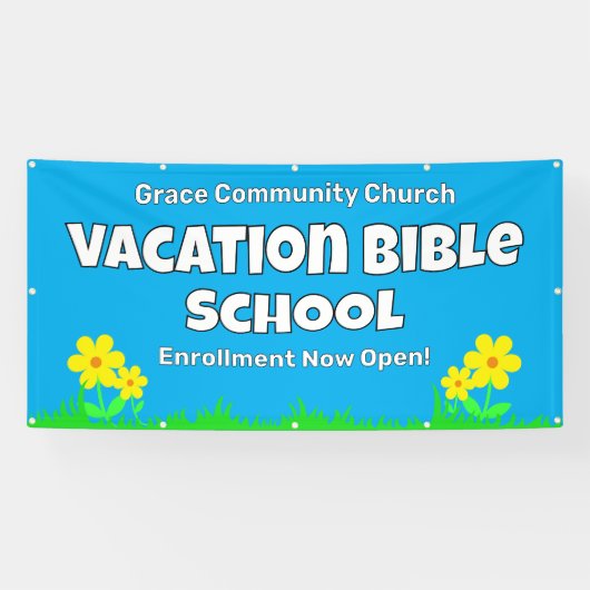 Aangepaste Vakantie Bijbel School Bloemen Banner (Horizontaal)