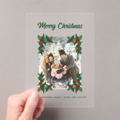 Aangepaste Vakantie Fotokaart met Holly Accents Acryl Uitnodigingen (Insitu (Draagbaar))