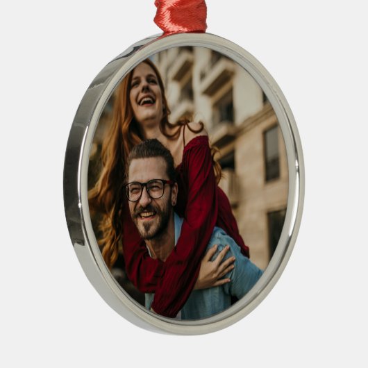 Aangepaste Vakantie Fun Foto Metalen Ornament (Rechts)