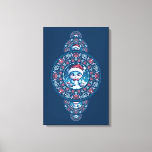 Aangepaste Vakantie Kawaii Beer Sierlijke Mandala  Canvas Afdruk (Voorkant)