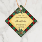 Aangepaste vakantie keuken Holly Red Green Plaid Bedankjes Labels (Voorkant)