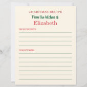 Aangepaste Vakantie Keuken Kerst Recept Kaart (Voorkant)
