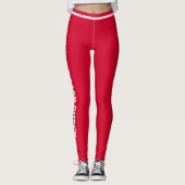 Aangepaste vakantie Klasse Kersenrood Wit Gestreep Leggings (Voorkant)