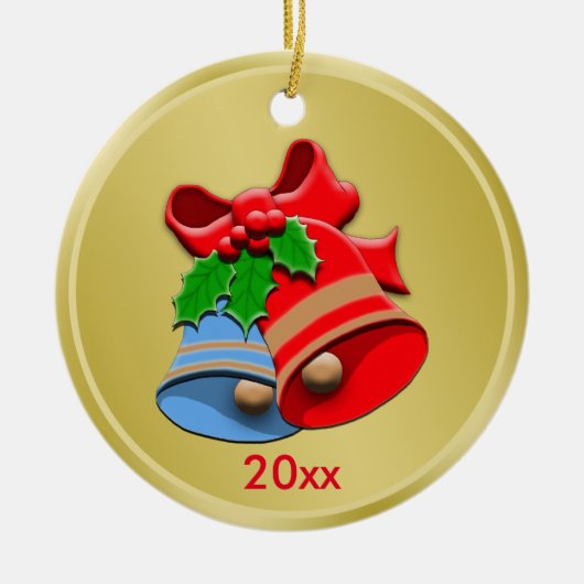 Aangepaste vakantie klokken kerst keramisch ornament (Voorkant)